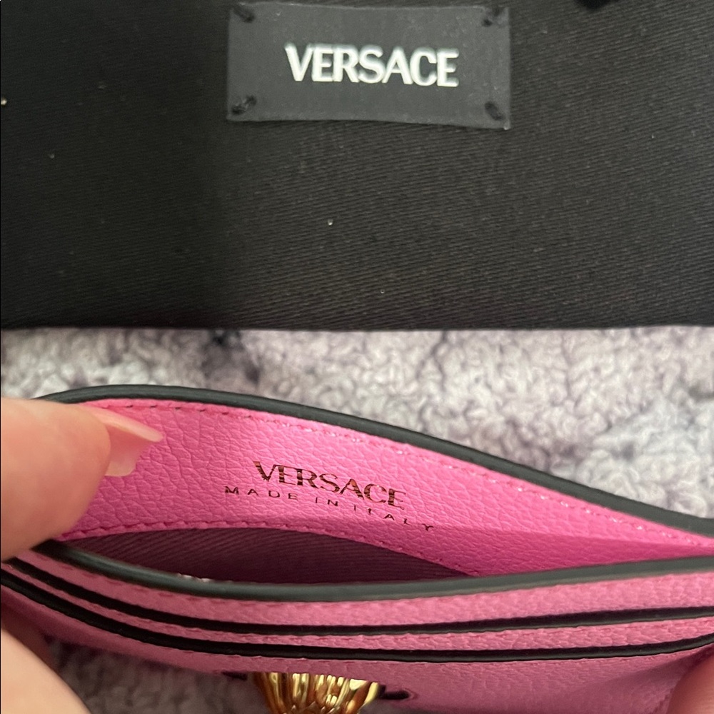Versace Pink Leather Card Holder - Picture 5 of 5